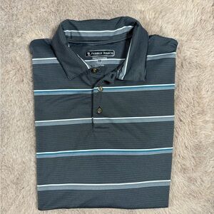 Pebble Beach Black and Blue Polo Shirt Classic Stripes golf performance xl